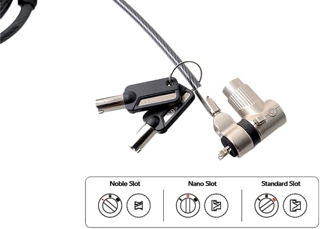 CODi Universal 3-in-1 Keyed Cable Lock for Laptops – Fits Standard, Noble