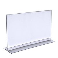 Azar Displays Acrylic T-Strip Horizontal Sign Holders, 11in x 17in, Clear, Pack Of 10 Sign Holders