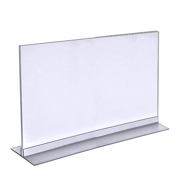 Azar Displays Acrylic T-Strip Horizontal Sign Holders, 11in x 17in, Clear, Pack Of 10 Sign Holders