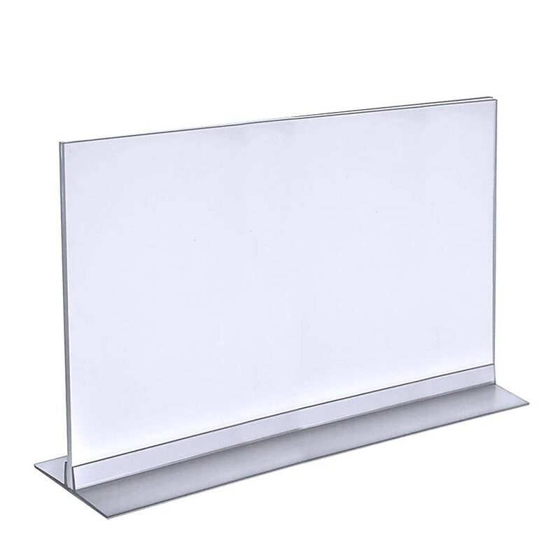 Azar Displays Acrylic T-Strip Horizontal Sign Holders, 11in x 17in, Clear, Pack Of 10 Sign Holders