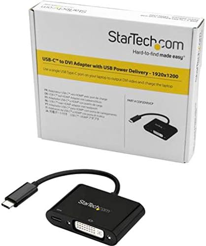 StarTech.com USB C to DVI Adapter with Power Delivery - 1080p USB Type-C to DVI-D Single Link Video Display Converter w
