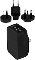 StarTech.com 4-Port Travel USB Wall Charger - 34W/6.8A International Travel Adapter - Portable USB Charging Station (USB4PACBK), Black Black 4 ports