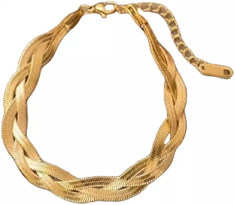 NON-TARNISHING GOLD REPLICA WOOVEN NECKLACE WITH ADJUSTMENT