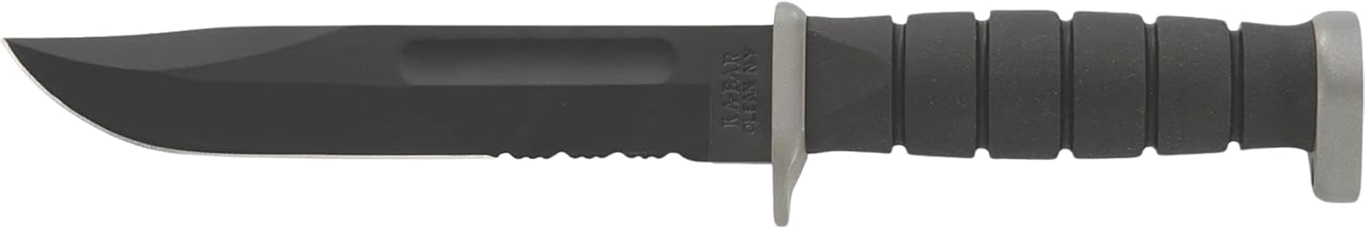 Ka-Bar 1281, D2 Fighting/Utility Knife, Serrated, Black Cordura Sheath