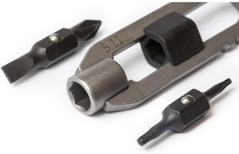 5.11 Tactical EDT Hex Tool Keychain, Stainless Steel, Style 56672, Tumbled Steel Color