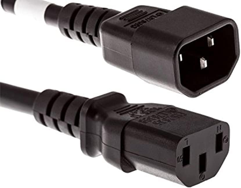POWER CORD C13 - C14, 18AWG, 10AMP, 250V, SVT JACKET, BLACK, 3FT, IEC C13 TO IEC