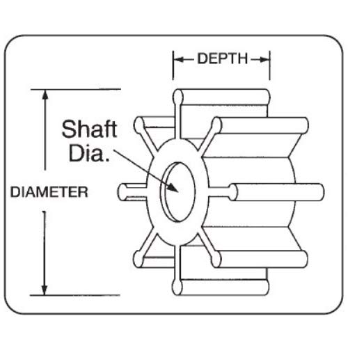 Jabsco Impeller Kit - 8 Blade - Nitrile - 2-9/16" Diameter - Spline Drive One Size