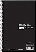 OfficeMax 1 Subject Notebook, 6" x 9 1/2", College Rule, Black Cover