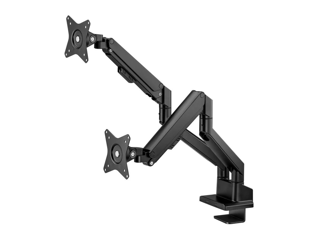 Monoprice Low Profile Dual Monitor Gas Spring Desk Mount - Up to 32in/19.8 lbs Screens, Detachable VESA 100x100/75x75 Plate