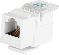 Monoprice RJ11 Toolless 180-Degree Keystone Jack - For 22-26AWG Solid Wire, White 1 Count (Pack of 1)