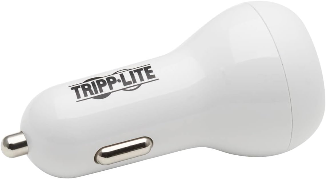 Tripp Lite USB Car Charger Dual-Port USB C 18W, USB-A 12W w/Lightning Cable (U280-C02-30W-K)