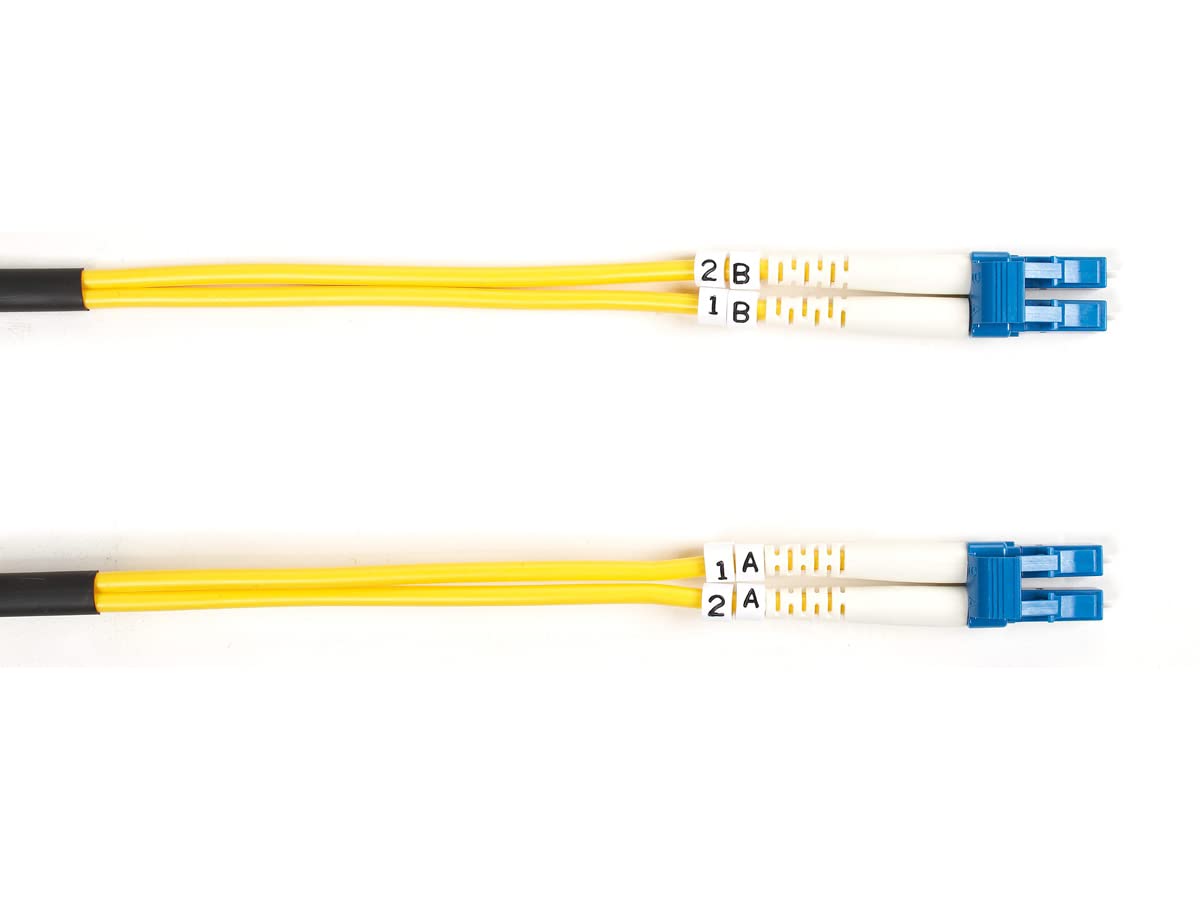 OS2 9/125 Singlemode Fiber Optic Patch Cable, LC to LC, 2M, Yellow - Black Box