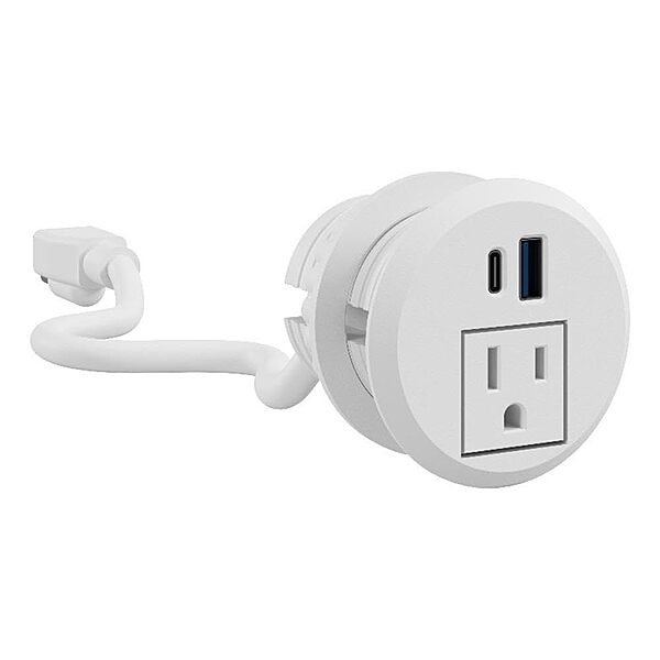 Bush Business Furniture 2-inch Desktop Power Grommet with AC Outlet and USB-A/USB-C Ports