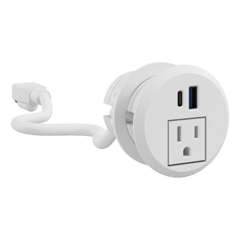 Bush Business Furniture 2-inch Desktop Power Grommet with AC Outlet and USB-A/USB-C Ports