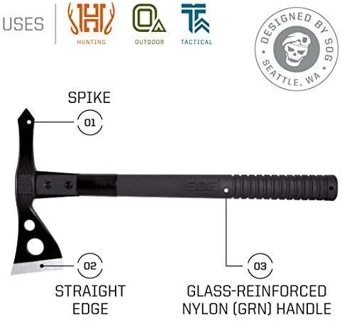 SOG Tactical Tomahawk- Throwing Hatchet, Versatile Survival Tactical Axe and Emergency Breaching Tool & Entrenching Tool