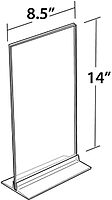 Azar Displays 102706 Clear Acrylic Double Sided Sign Holder 8.5" x 14" Vertical/Horizontal with T Strip, 10-Pack