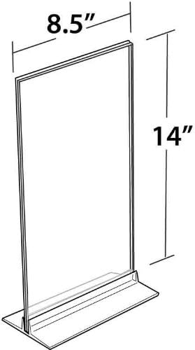 Azar Displays 102706 Clear Acrylic Double Sided Sign Holder 8.5" x 14" Vertical/Horizontal with T Strip, 10-Pack
