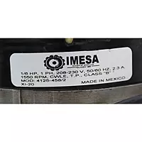 Motor tipo Polo Sombreado McMillan, 208-230 V, 50/60 Hz, 1550 RPM, 1/6 Hp, Rotacion CWLE, Clase B - 4125-458/2