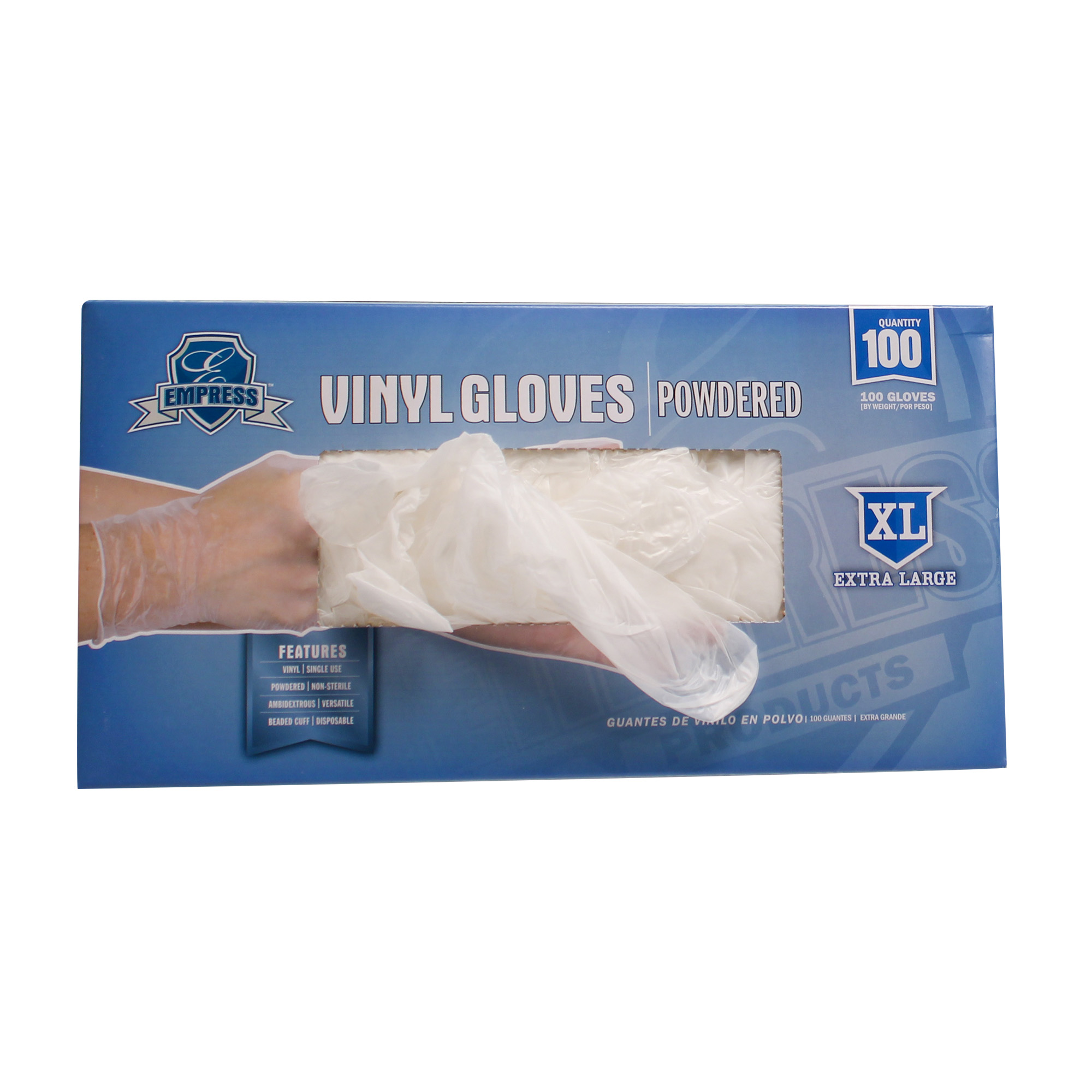 Empress Vinyl Glove Powdered Extra Large 10 / 100 cs