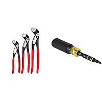 KNIPEX 3 Piece Alligator Pliers Set (7, 10, & 12) & Klein Tools 11-in-1 Impact Rated Multi-Bit Screwdriver/Nut Driver