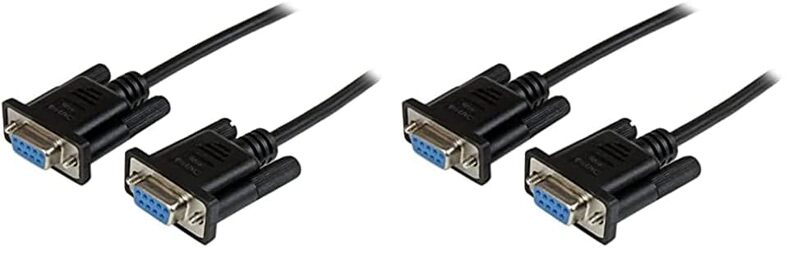 StarTech.com 1m Black DB9 RS232 Serial Null Modem Cable F/F - DB9 Female to Female - 9 pin RS232 Null Modem Cable - SCNM9FF1MBK