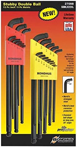 Bondhus 0.050-3/8" & 1.5-10mm Stubby Ball End Hex Key 22pc & 13pc Double Pack Hex Key Double Pack + Double Pk