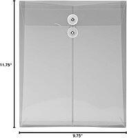 JAM PAPER Open-End Plastic Envelopes, Button & String