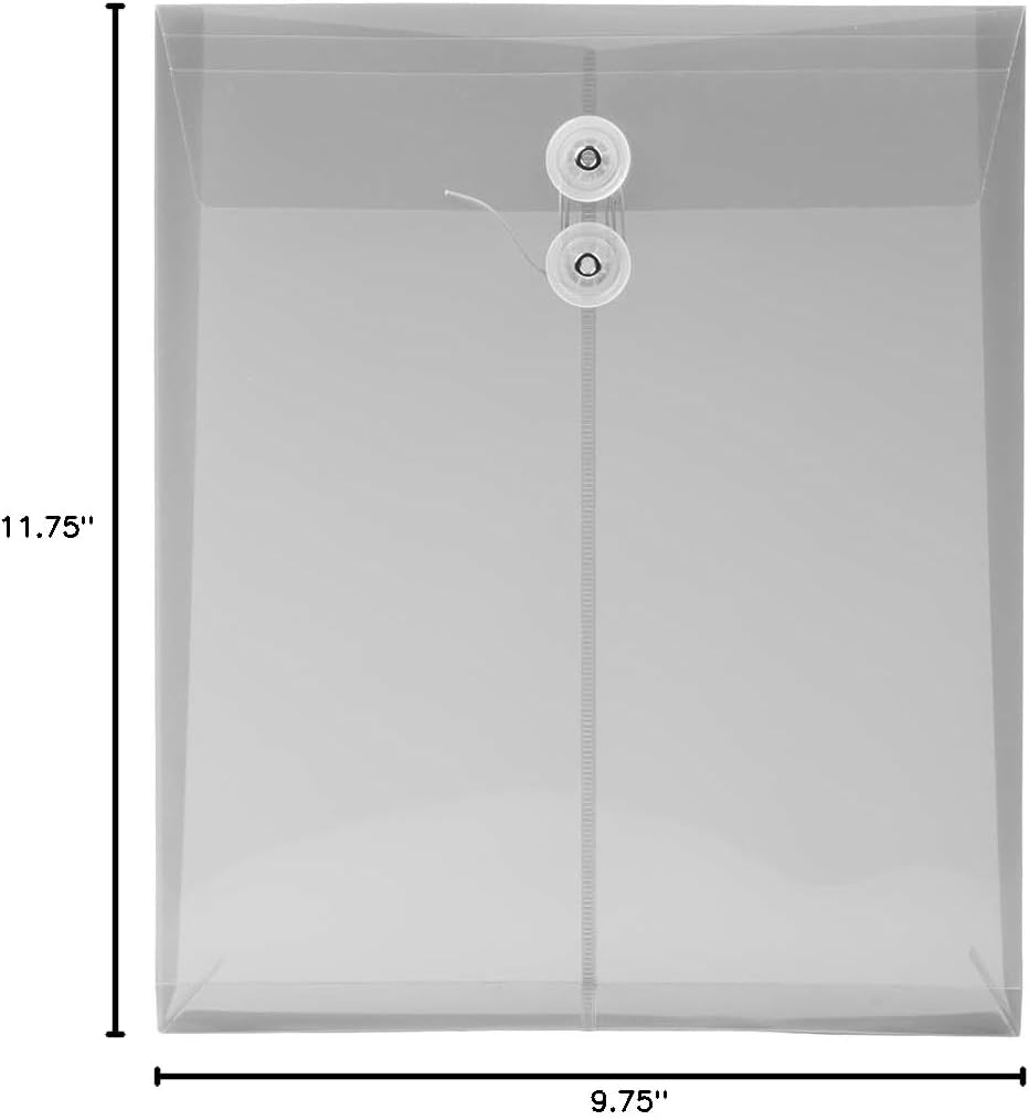 JAM PAPER Open-End Plastic Envelopes, Button & String