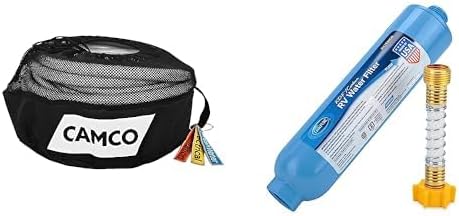 Camco RV Equipment Storage Bag-Has a Lined Interior withMesh Top(53097)+Camco TastePURE RV Water Filter withHose