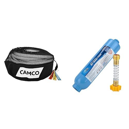 Camco RV Equipment Storage Bag-Has a Lined Interior withMesh Top(53097)+Camco TastePURE RV Water Filter withHose