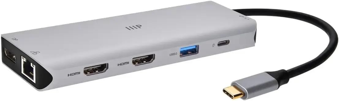 Monoprice 13-in-1 Dual-HDMI + DisplayPort Multi-Stream Transport (MST) Triple Monitor Docking Station - 4K, 5Gbps USB