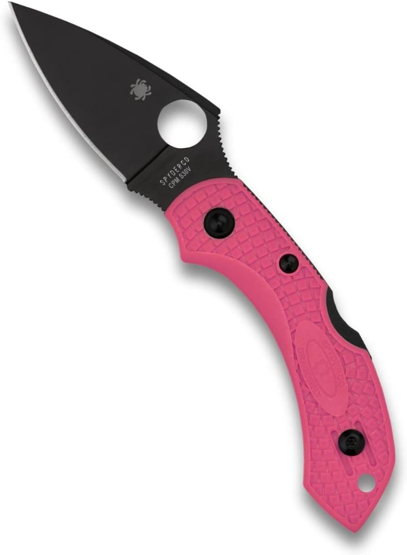 Spyderco Dragonfly 2 Lightweight EDC Folding Pocket Knife with 2.30" Black Steel Blade and Pink FRN Handle