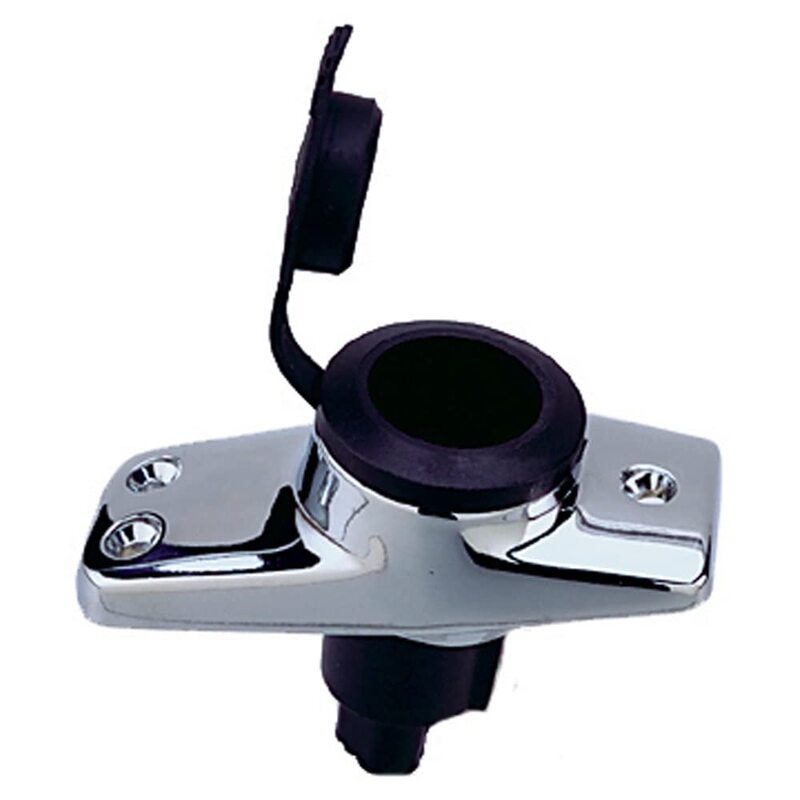 Perko 1059P00DP Chrome-Plated 2-Pin Plug-In Light Base with 16° Rake - 3-3/4" x 1-5/8" Base