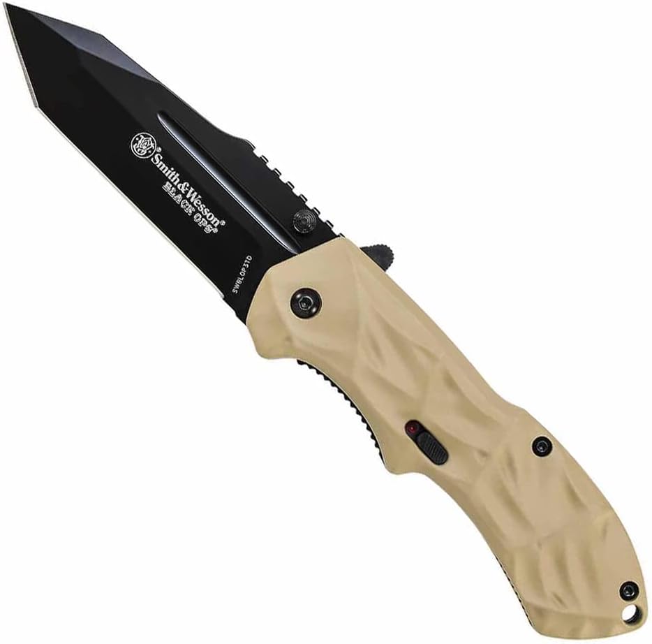 Smith & Wesson Black Ops SWBLOP3TD 7.7in S.S. Assisted Opening Knife with 3.4in Tanto Blade and Aluminum Handle for Tactical