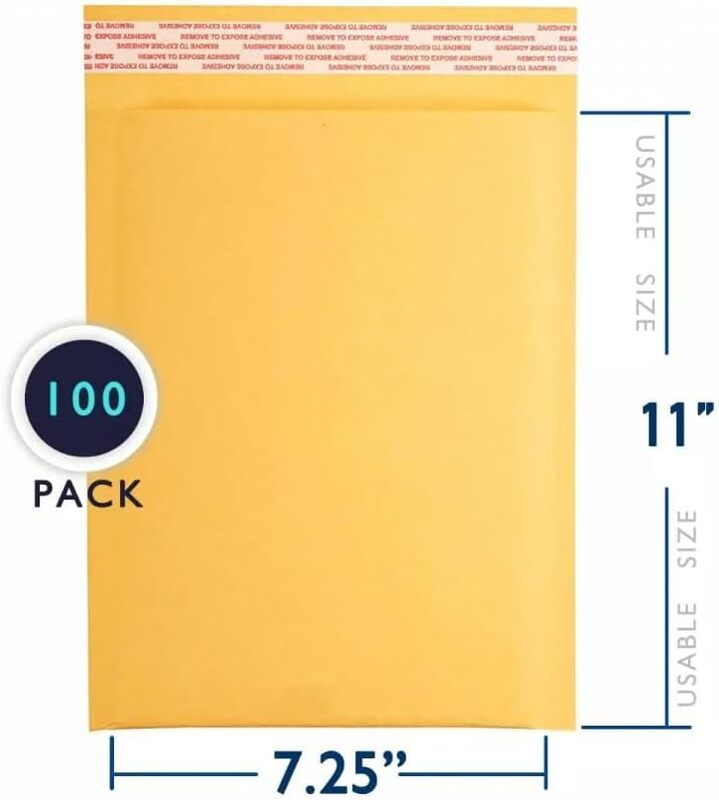 1 - Kraft Bubble Mailer - 100 Padded Self Sealing Shipping Envelopes