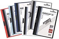 Vinyl DuraClip Report Cover w/Clip, Letter, Holds 30 Pages, Clear/Black, 25/Box