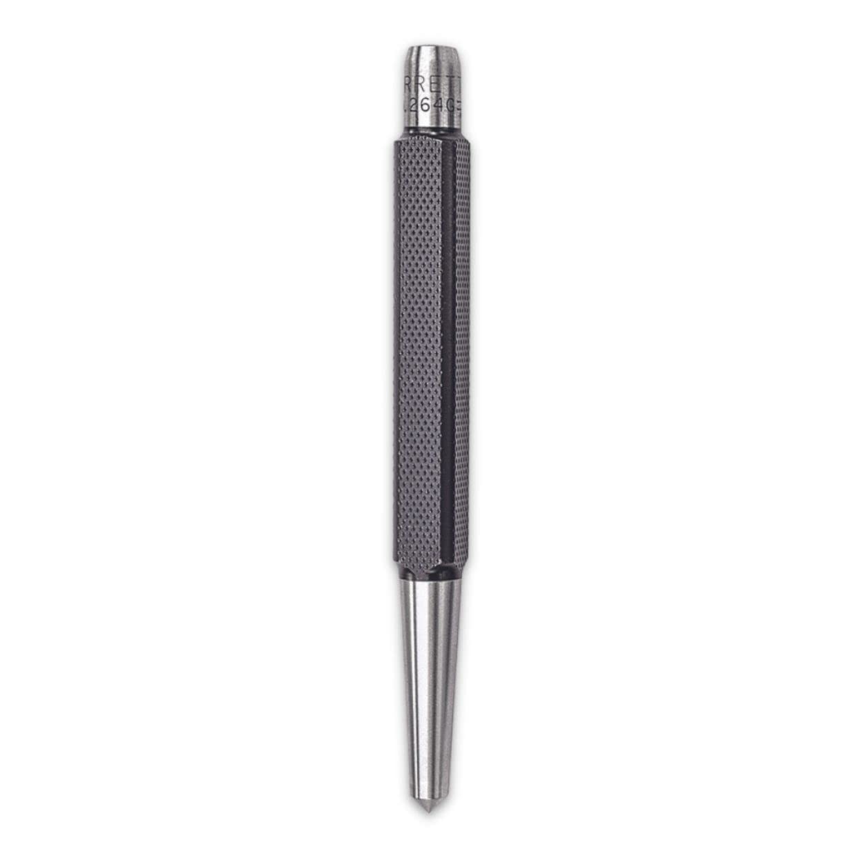 Starrett Steel Center Punch with Square Shank and Knurled Finger Grip - Hardened and Tempered, 5" Length