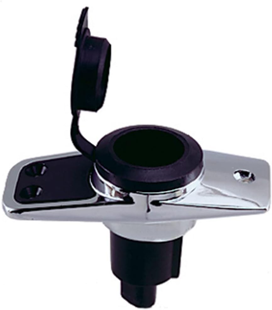 Perko 1060PB0DP Chrome-Plated 2-Pin Plug-in Light Base with 5° Rake - 3.75" x 1.75" Base, Black