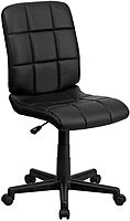 Flash Furniture Clayton Mid-Back Tufted Vinyl Upholstered Swivel Desk Chair with Padded Seat, Modern Adjustable Height Padded Office Chair, Black