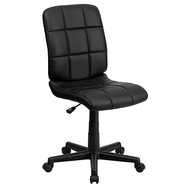 Flash Furniture Clayton Mid-Back Tufted Vinyl Upholstered Swivel Desk Chair with Padded Seat, Modern Adjustable Height Padded Office Chair, Black