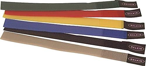 Belkin 8" Cable Ties (6-Pack) - Multicolor, Reusable Hook & Loop