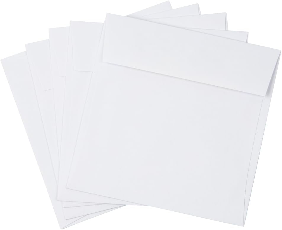 JAM PAPER Square Invitation Envelopes - White - Gummed Seal - 25/Pack