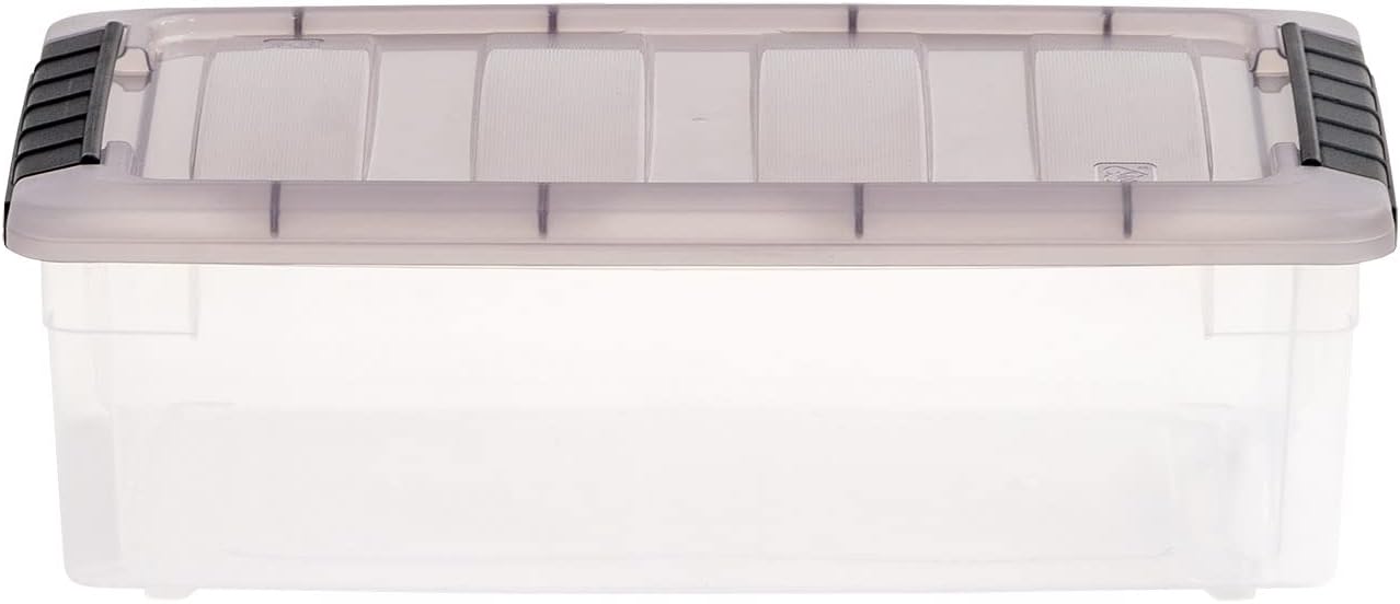 IRIS USA 6 Quart Stack & Pull Clear Storage Box, Gray, 12 Pack