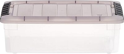 IRIS USA 6 Quart Stack & Pull Clear Storage Box, Gray, 12 Pack