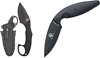 KA-BAR 2491 Tdi Pocket Strike Black Hard Plastic Sheath, Black Clip, Straight Edge Sheath + Enforcement Knife
