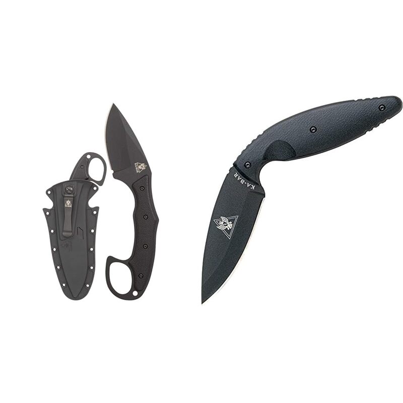 KA-BAR 2491 Tdi Pocket Strike Black Hard Plastic Sheath, Black Clip, Straight Edge Sheath + Enforcement Knife