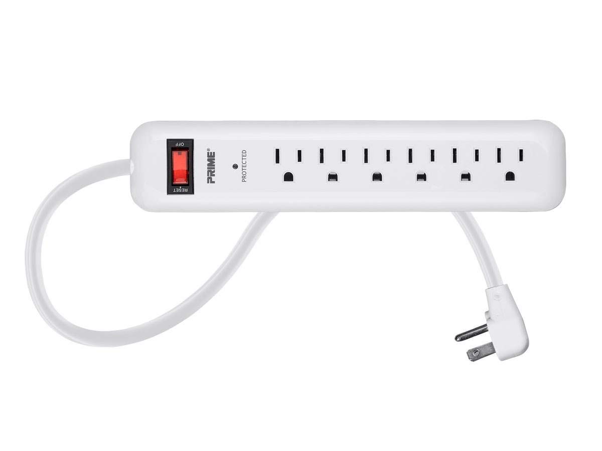 6 Outlet Surge Protector Power Strip with Low-Profile Plug with 8ft Cord, 1000 Joules, White