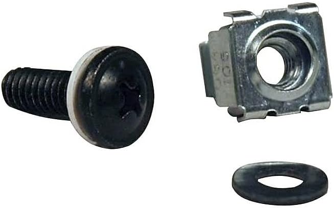 TRIPP LITE Rack Enclosure Square Hole Hardware 50-Piece Kit with 12-24 Screws and Washers Components SRCAGENUTS1224, Black