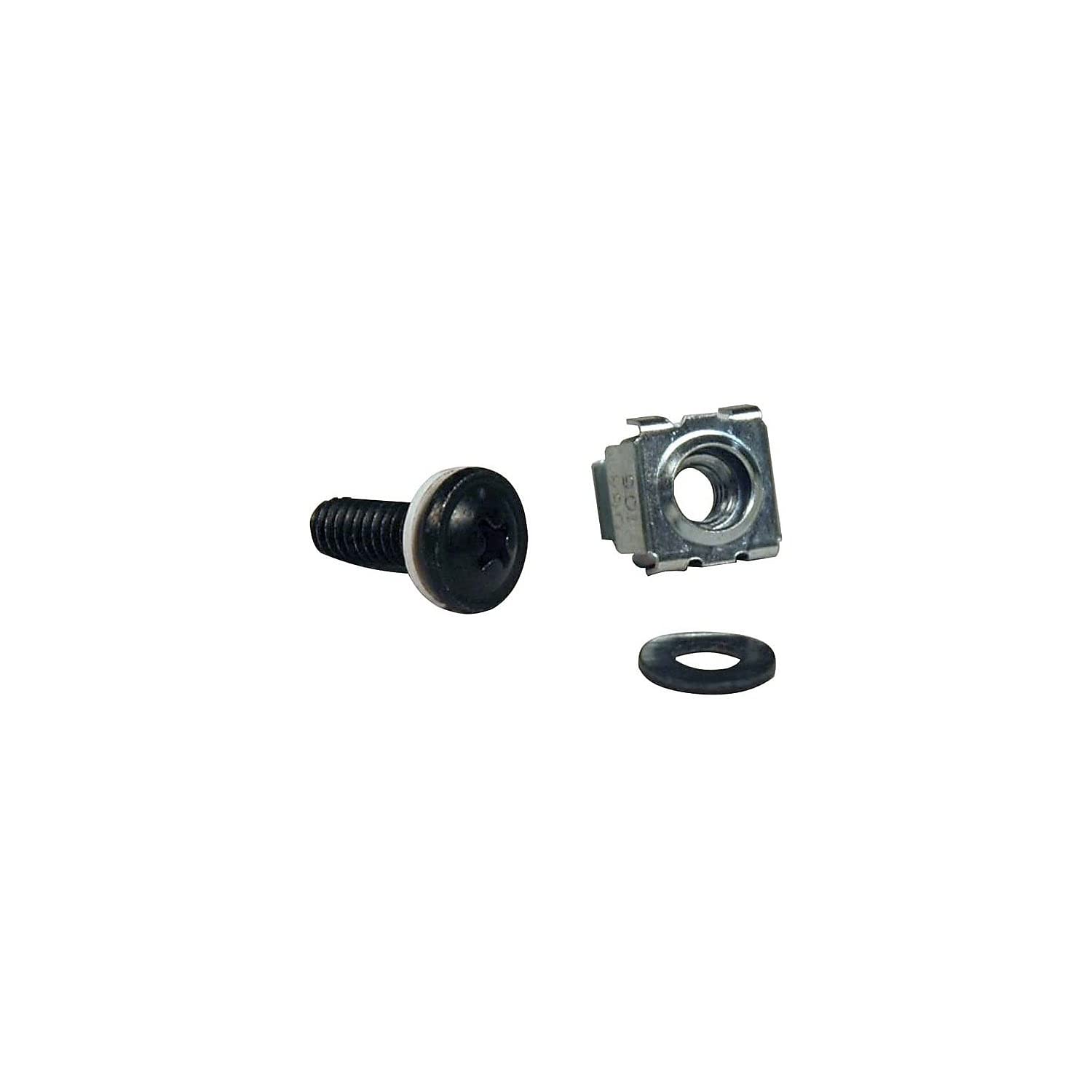 TRIPP LITE Rack Enclosure Square Hole Hardware 50-Piece Kit with 12-24 Screws and Washers Components SRCAGENUTS1224, Black