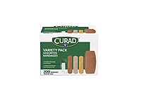 CURAD Assorted Adhesive Bandages, 4-Sided Seal, Variety Pack, 200 Count, 1 Pack